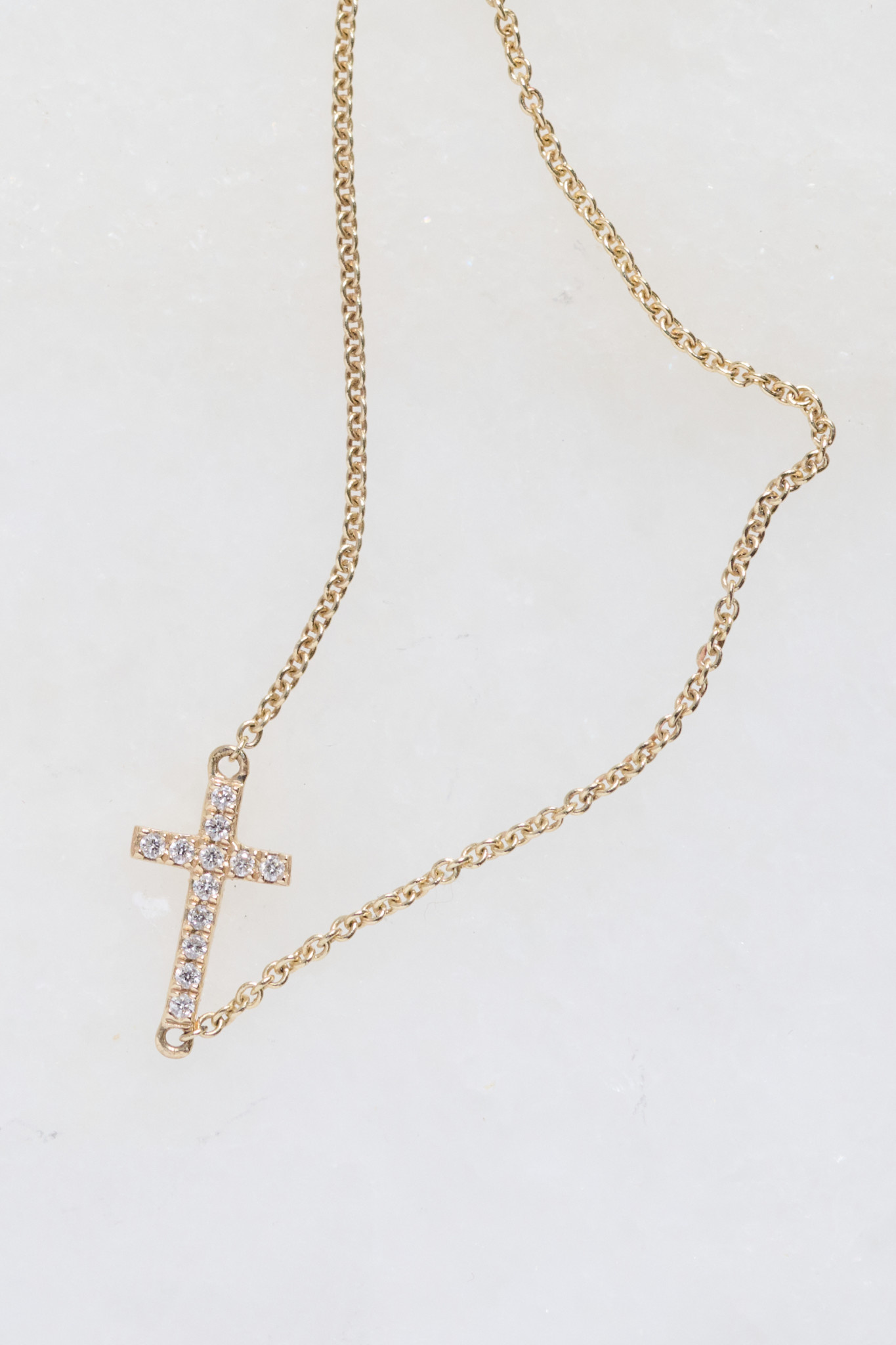SYDNEY EVAN Diamond Sideways Cross Necklace