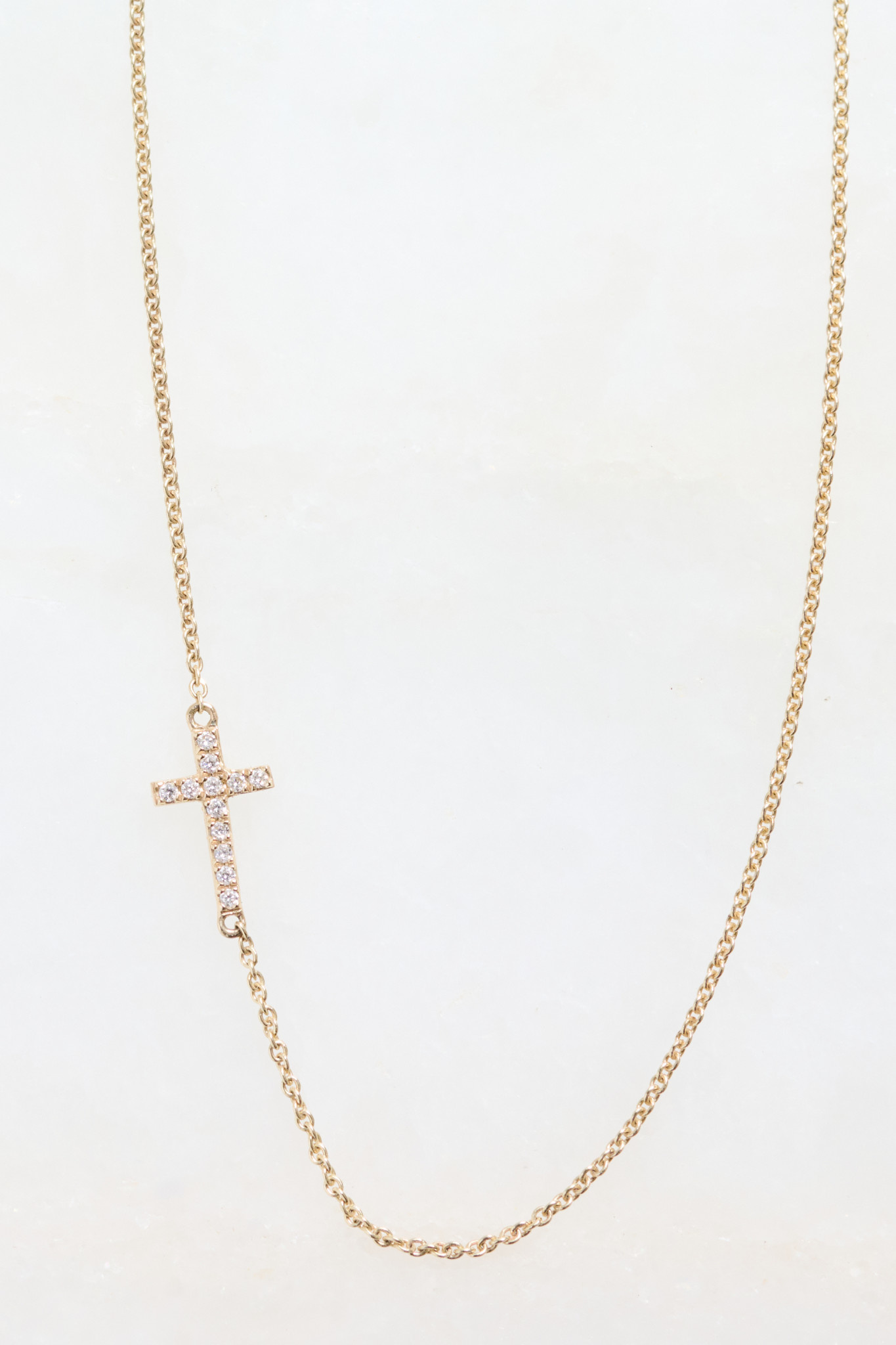 SYDNEY EVAN Diamond Sideways Cross Necklace