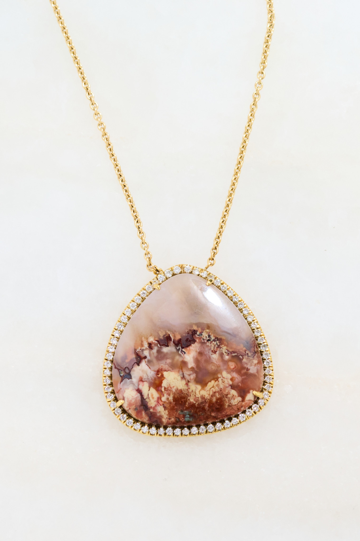 LAUREN K Micro Pave Primordial Agate Pendant Necklace