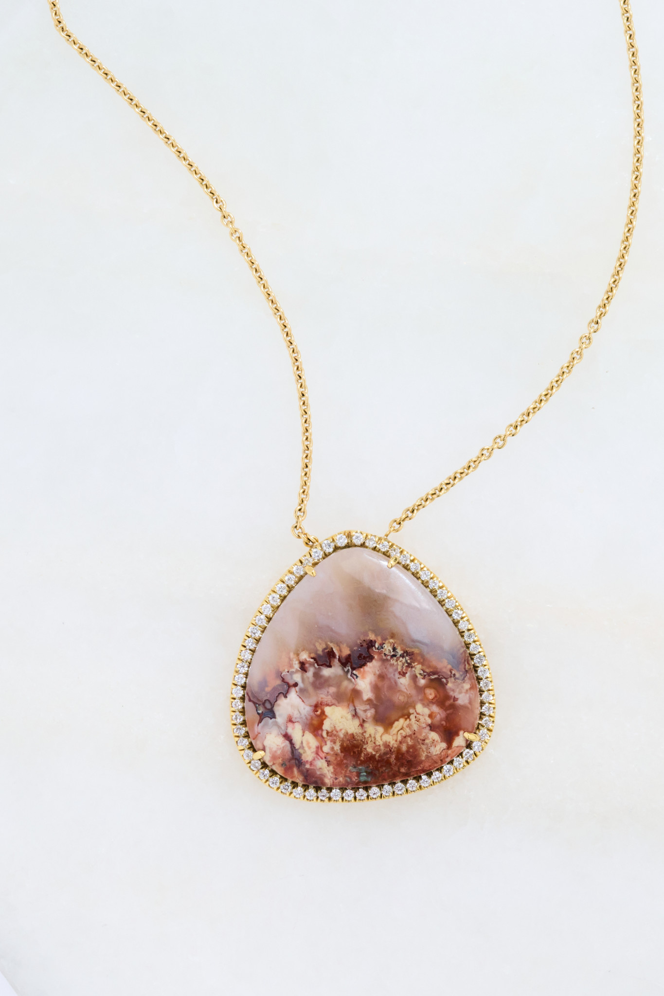 LAUREN K Micro Pave Primordial Agate Pendant Necklace