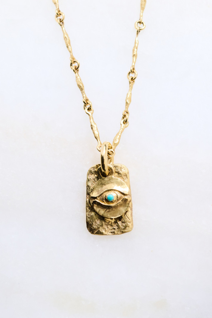 BREVARD 18K Horus w/ Turquoise on Chain Necklace