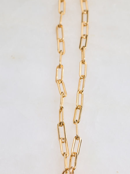 SENNOD Gold Mini Paperclip Vignette Chain -