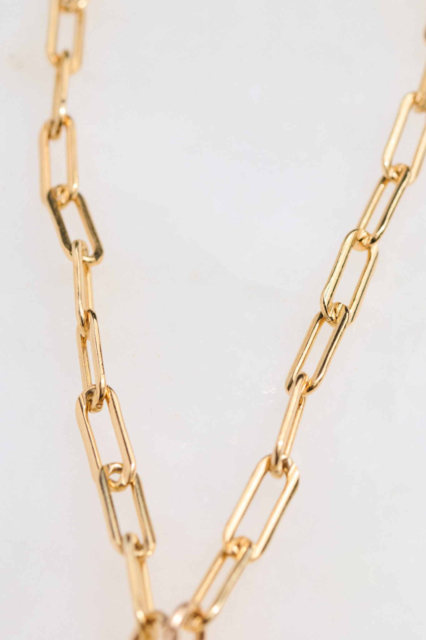 SENNOD Gold Mini Paperclip Vignette Chain -