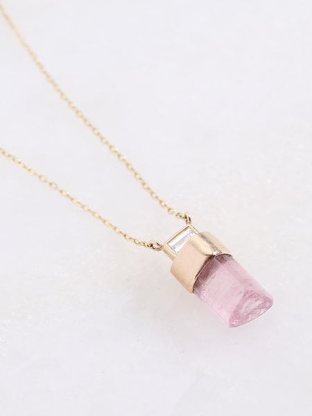 JAMIE JOSEPH Gold Capped Pink Tourmaline Necklace