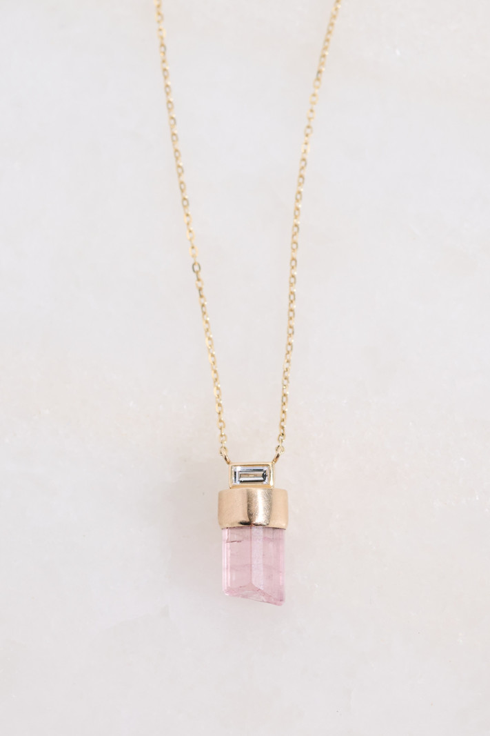 JAMIE JOSEPH Gold Capped Pink Tourmaline Necklace