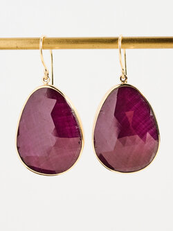 JAMIE JOSEPH Rose Cut Indian Ruby in Bezel Earrings