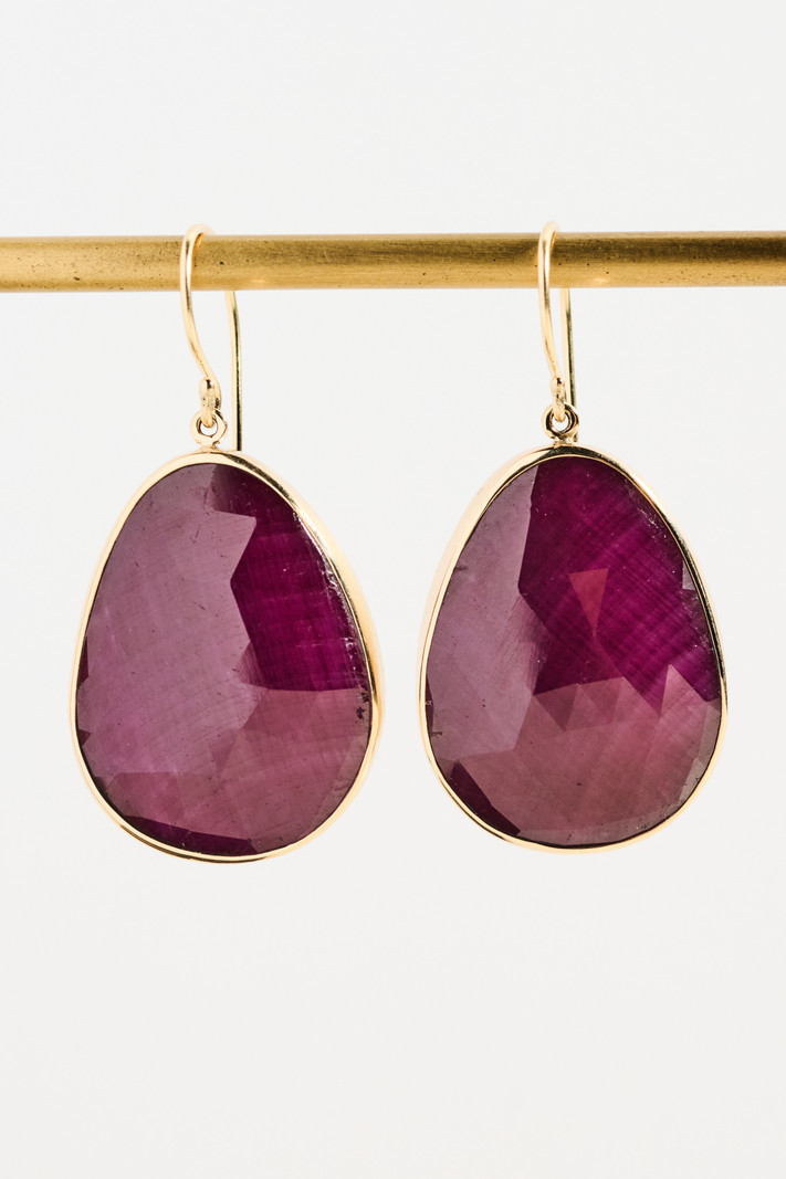 JAMIE JOSEPH Rose Cut Indian Ruby in Bezel Earrings