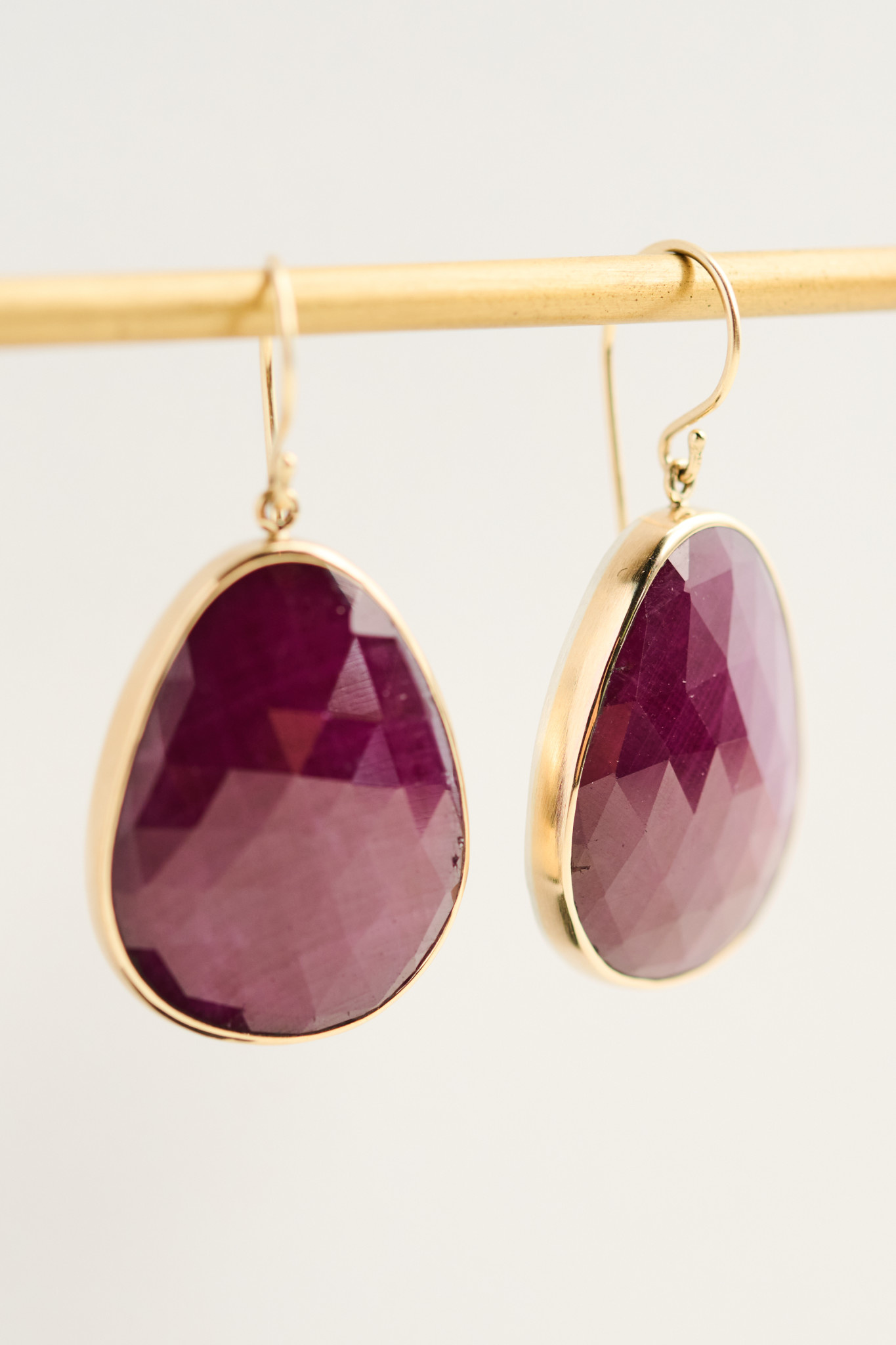 JAMIE JOSEPH Rose Cut Indian Ruby in Bezel Earrings