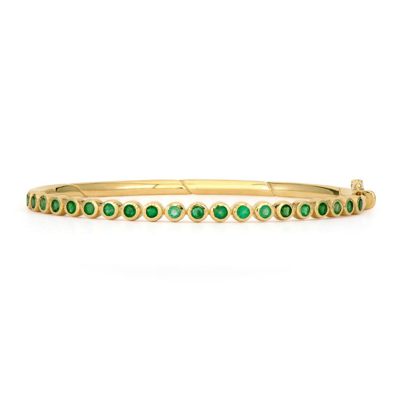 THREE STORIES Classic Bezel Set Emerald Bangle