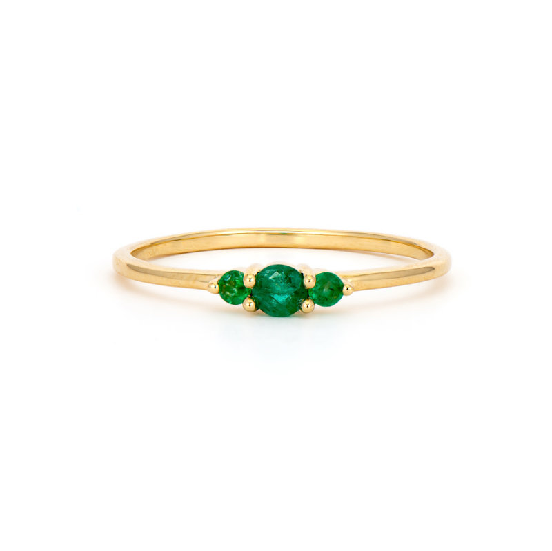 THREE STORIES Delicate Triple Stone Stacker Ring