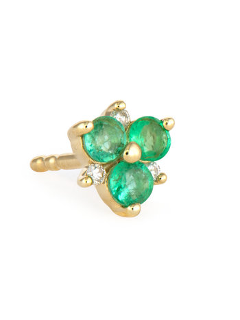 THREE STORIES Emerald Pave Flower Stud Earrings