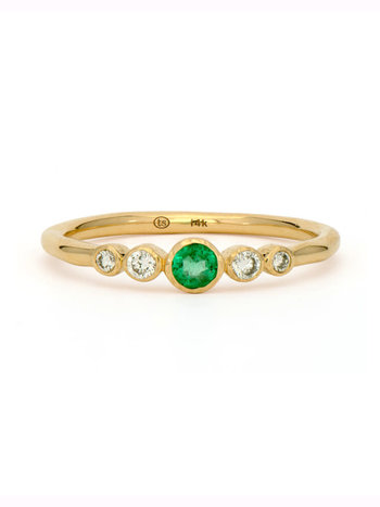 THREE STORIES Tiny Sparkling Sea Emerald Band