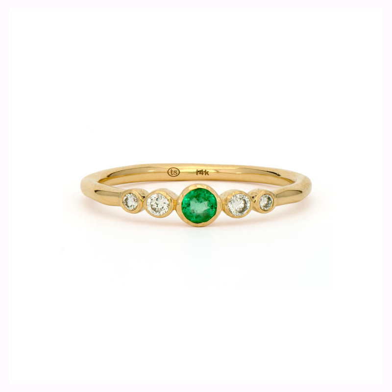 THREE STORIES Tiny Sparkling Sea Emerald Band