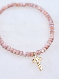SYDNEY EVAN Cross & Australian Moonstone Bracelet