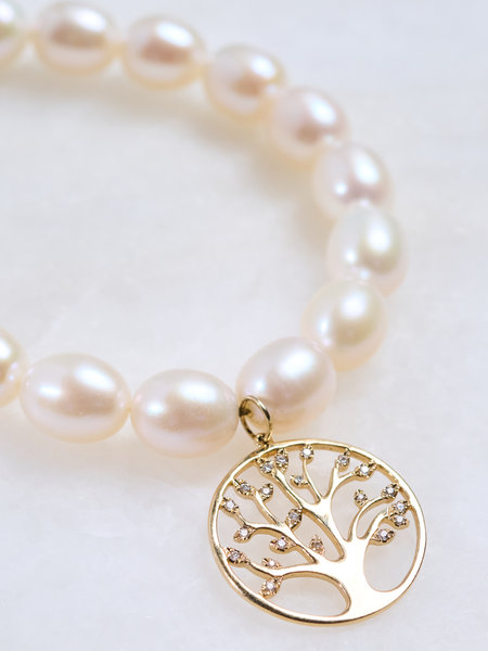 SYDNEY EVAN White Pearl & Tree of Life Bracelet
