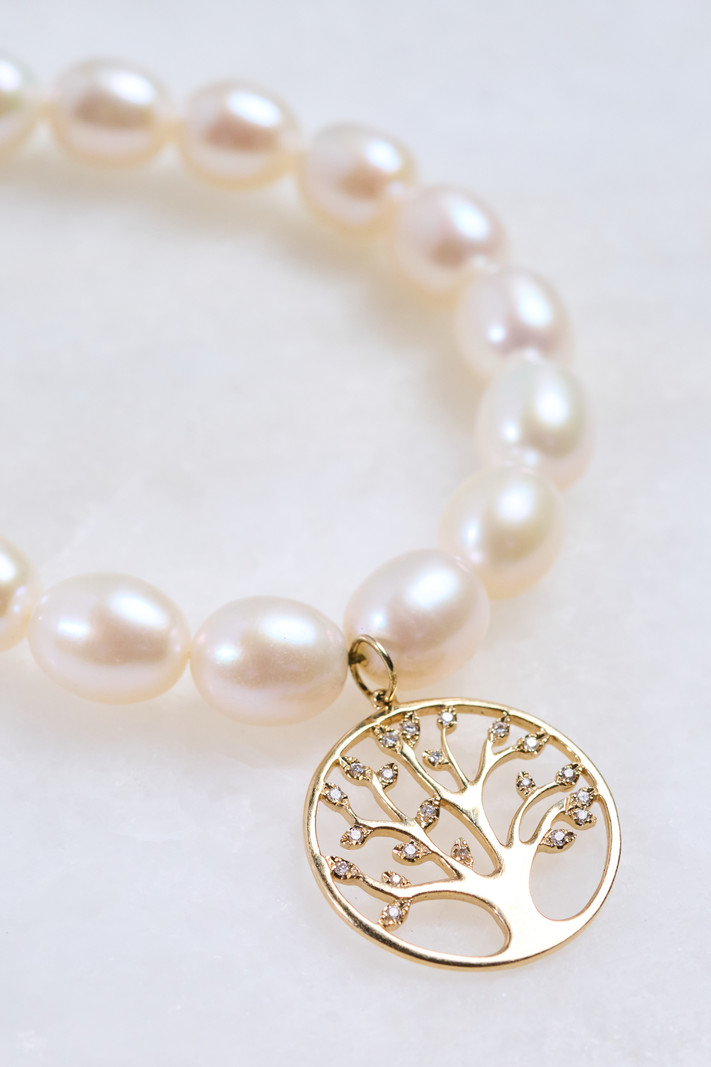 SYDNEY EVAN White Pearl & Tree of Life Bracelet