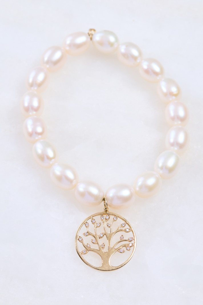 SYDNEY EVAN White Pearl & Tree of Life Bracelet