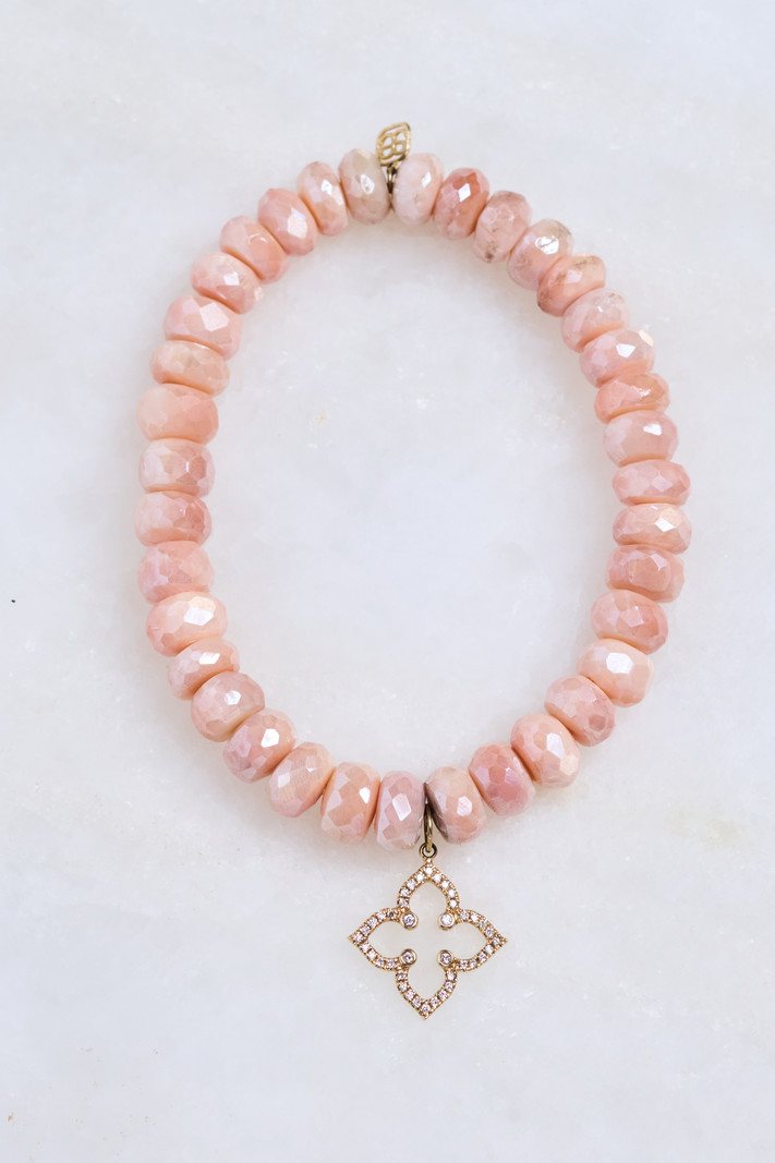 SYDNEY EVAN Peach Moonstone & Moroccan Star Bracelet