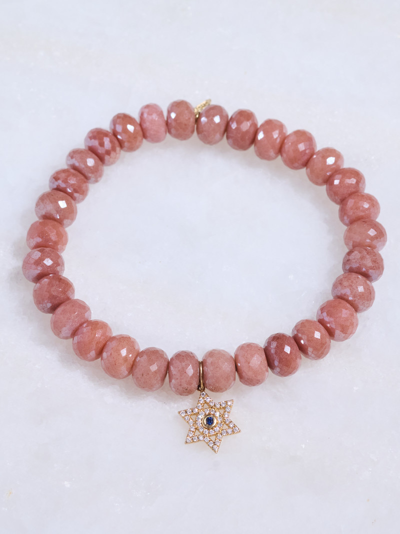 SYDNEY EVAN Light Rose Quartz & Eye Disc Bracelet