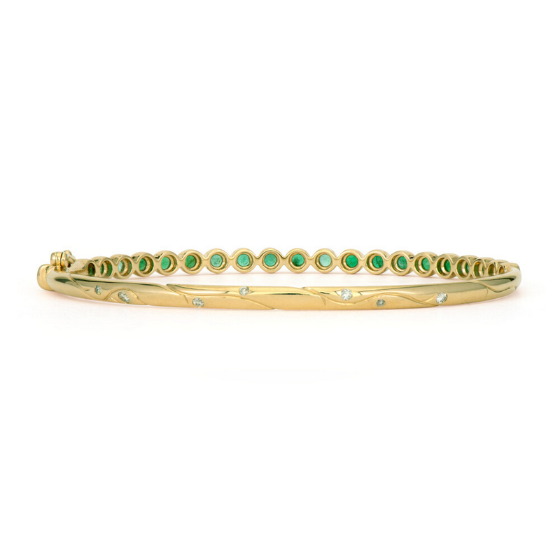 THREE STORIES Classic Bezel Set Emerald Bangle