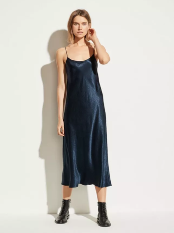 VINCE Satin Slip Dress - Coastal Blue