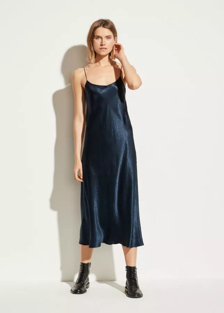 VINCE Satin Slip Dress - Coastal Blue