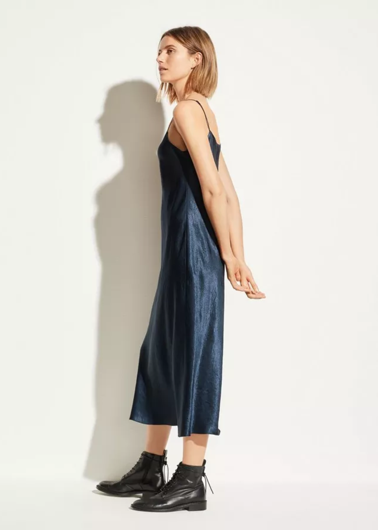 VINCE Satin Slip Dress - Coastal Blue