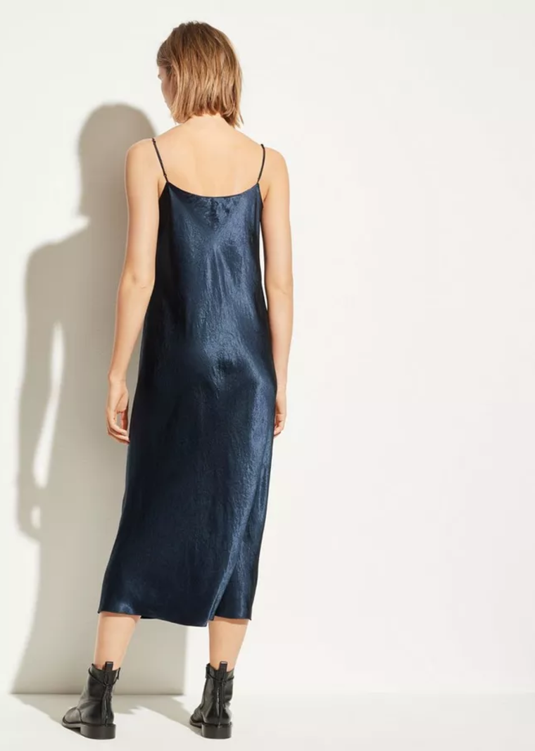 VINCE Satin Slip Dress - Coastal Blue