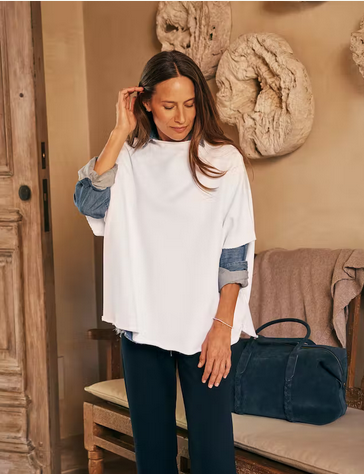 FRANK & EILEEN Audrey Funnel Neck Fleece Capelet - White O/S