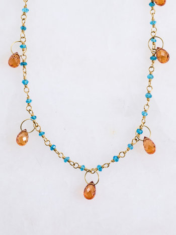 MALLARY MARKS Teal Apatite and Spessartite Spun Sugar Necklace