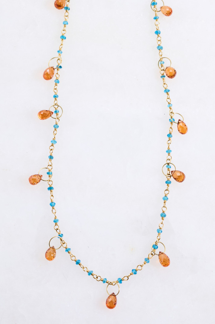 MALLARY MARKS Teal Apatite and Spessartite Spun Sugar Necklace