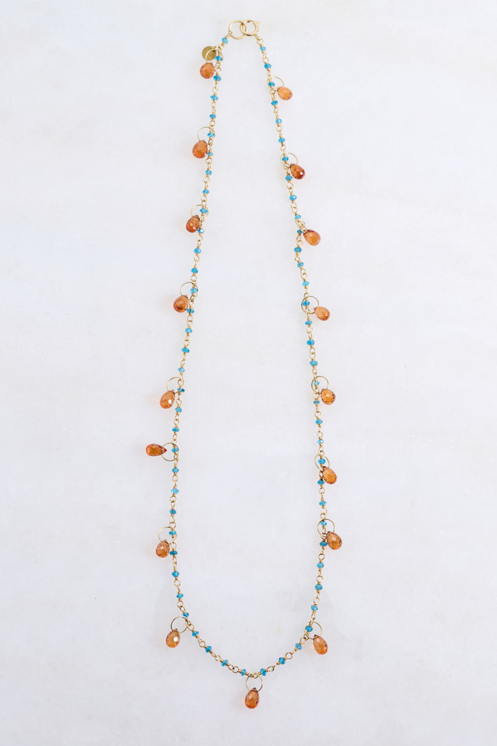 MALLARY MARKS Teal Apatite and Spessartite Spun Sugar Necklace