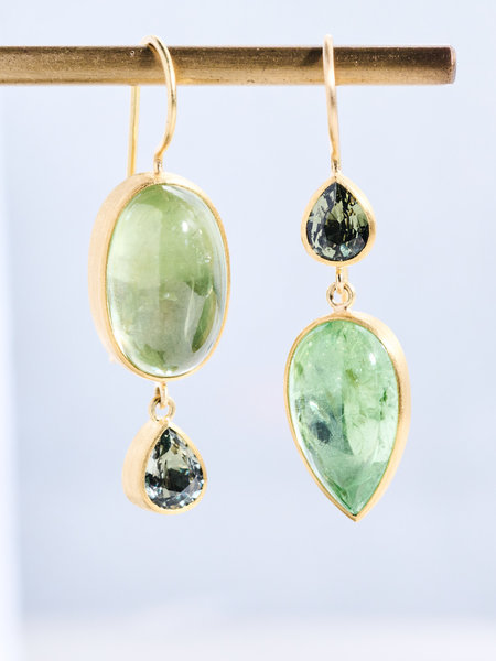 MALLARY MARKS Green Sapphire and Tsavorite Bon Bon Earrings