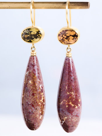 MALLARY MARKS Brown Zircon and Jasper Apple and Eve Earrings