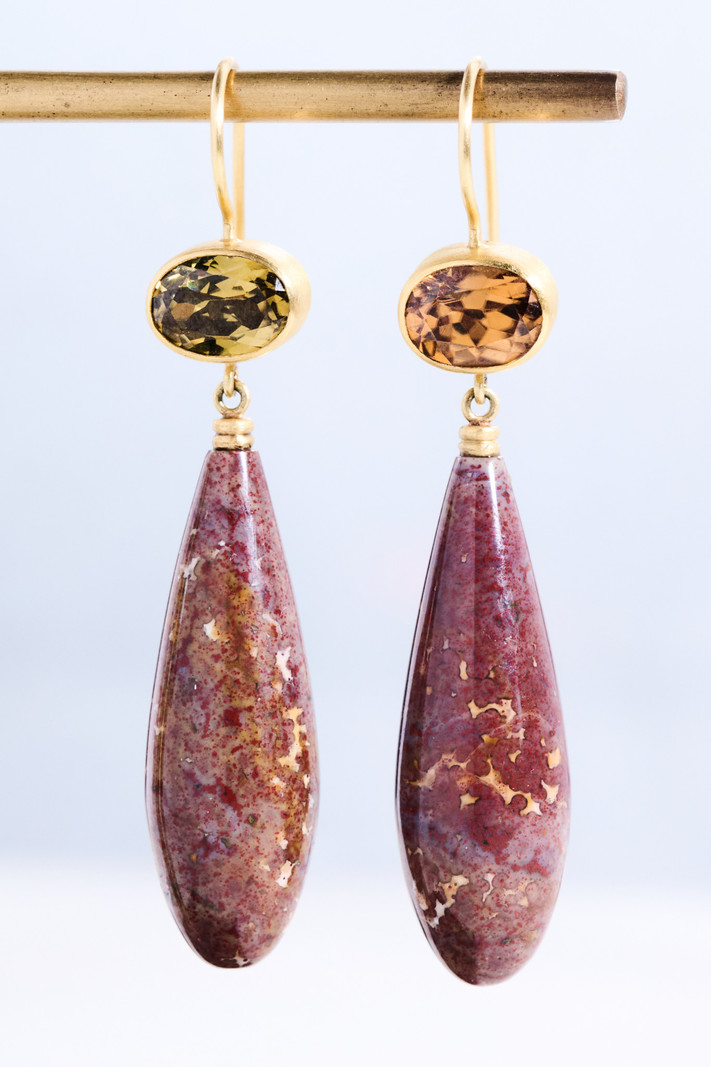 MALLARY MARKS Brown Zircon and Jasper Apple and Eve Earrings