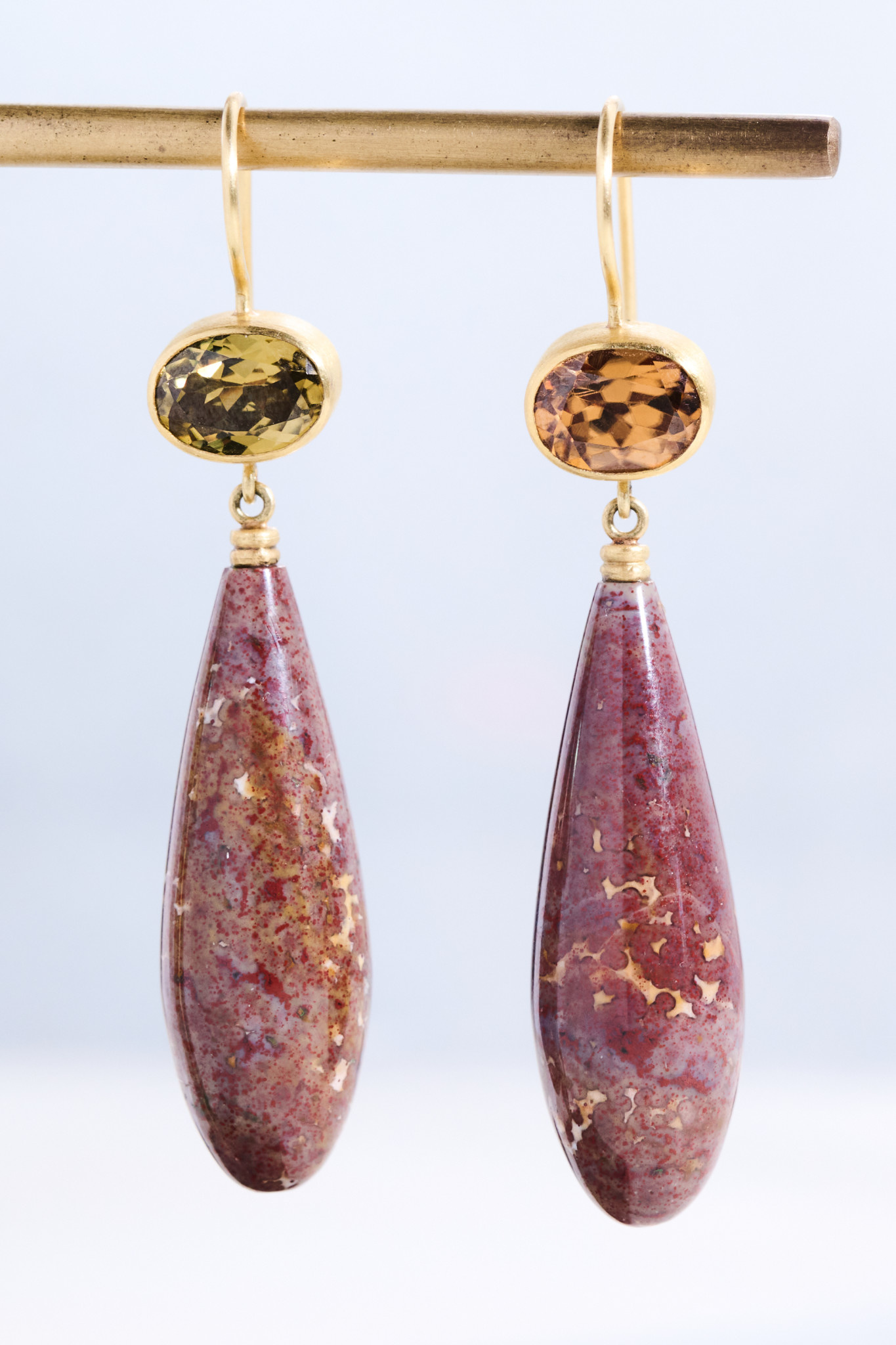 MALLARY MARKS Brown Zircon and Jasper Apple and Eve Earrings