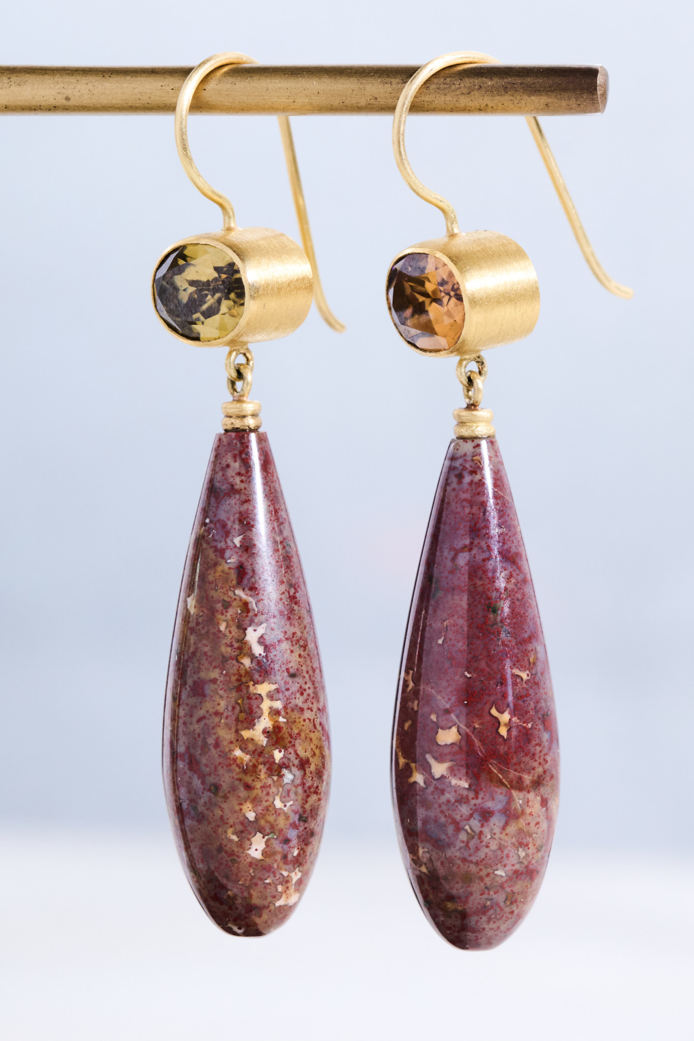 MALLARY MARKS Brown Zircon and Jasper Apple and Eve Earrings