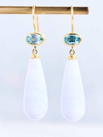 MALLARY MARKS Blue Zircon and Banded Agate Apple and Eve Earrings