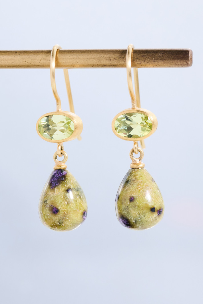 MALLARY MARKS Chrysoberyl and Stichilite Apple and Eve Earrings