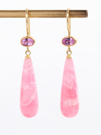 MALLARY MARKS Pink Sapphire and Rhodocrosite Apple and Eve Earrings