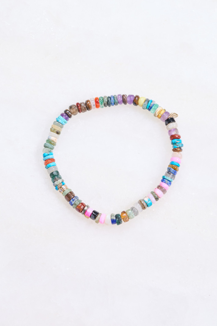 SYDNEY EVAN Diamond Rondelle on Rainbow Heishi Bracelet