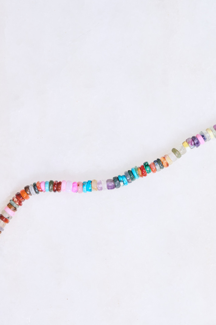 SYDNEY EVAN Diamond Rondelle on Rainbow Heishi Necklace