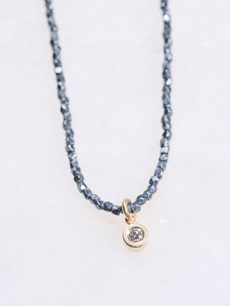 MONICA RILEY Single Diamond Charm and Hill Tribe Bead Necklace