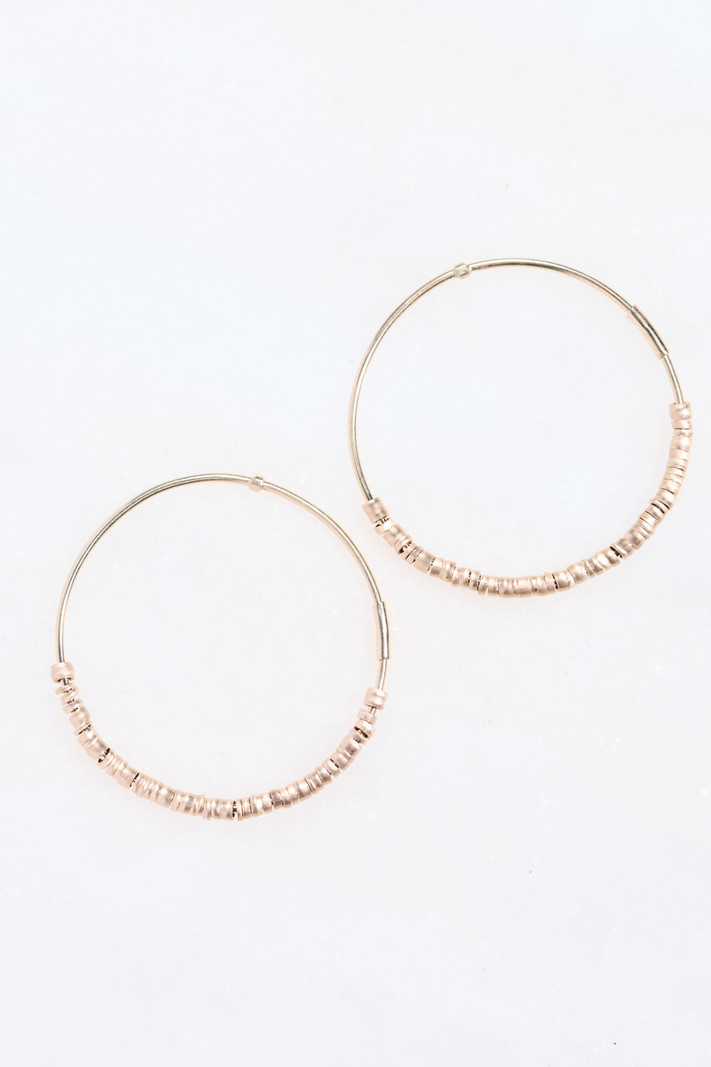 MONICA RILEY Gold Bead Wire Hoop Earrings