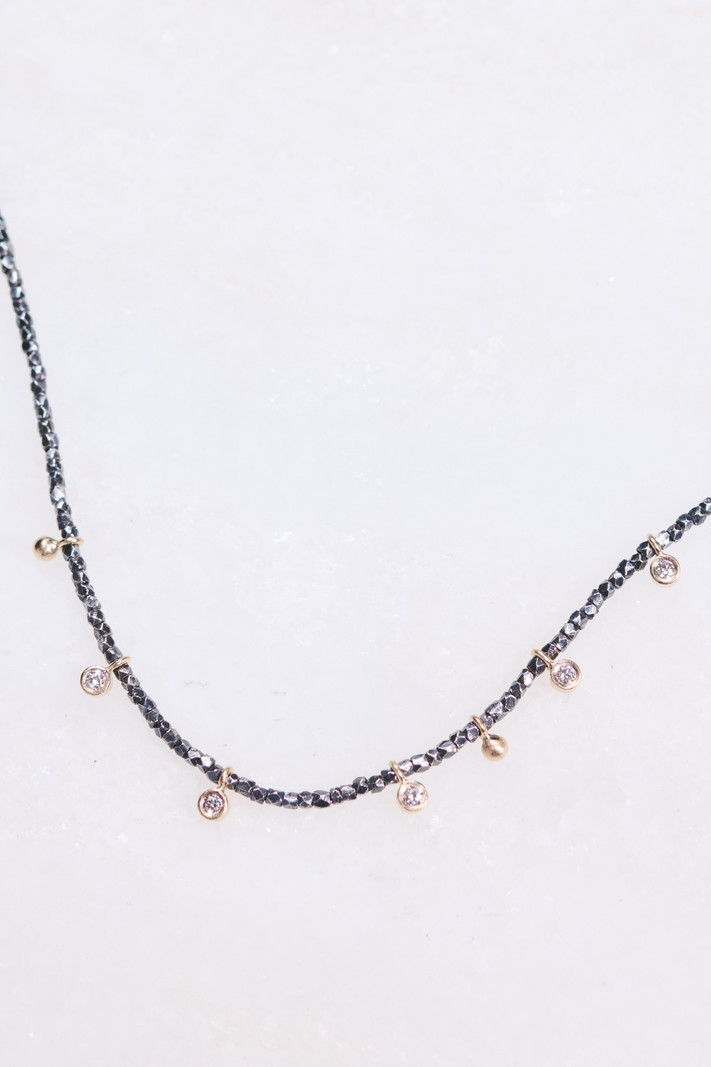 MONICA RILEY Five Diamond Bezel and Gold Drop Necklace
