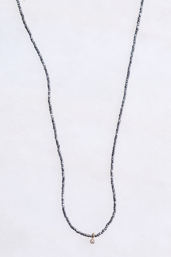 MONICA RILEY Single Diamond Charm and Hill Tribe Bead Necklace