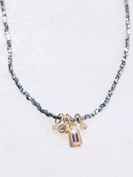 MONICA RILEY Diamond Baguette Charm and Hill Tribe Bead Necklace