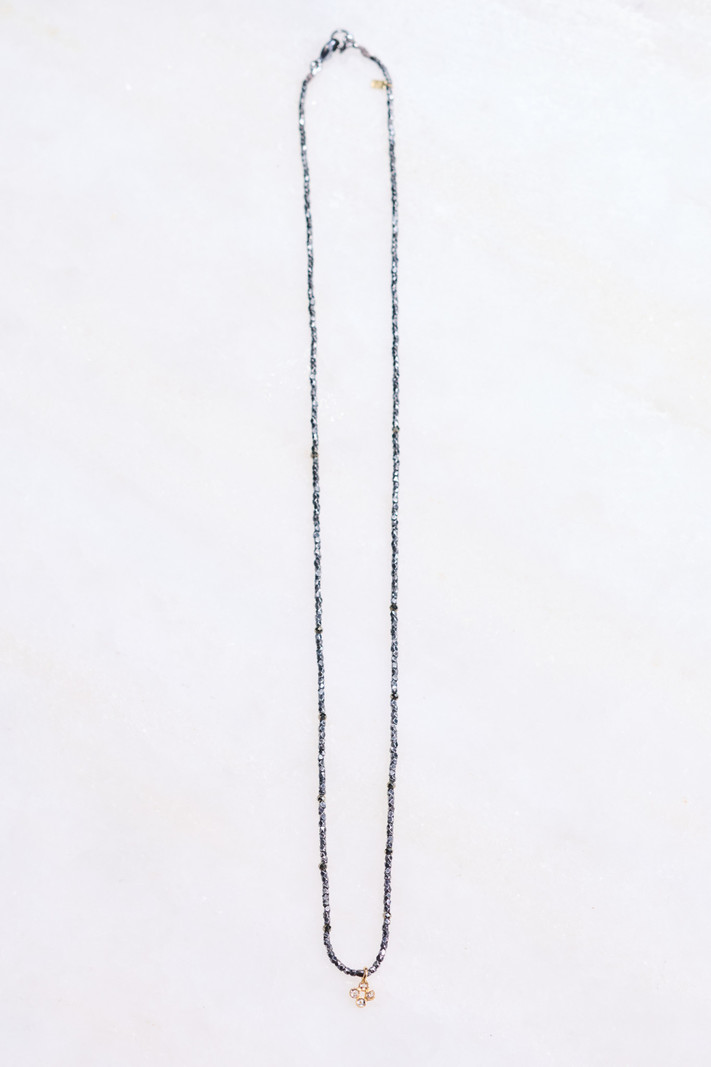 MONICA RILEY Diamond Quadrant Charm with Pyrite Necklace