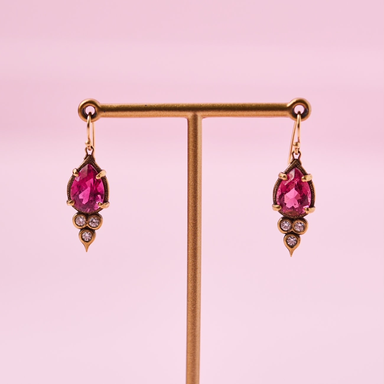 ERICA MOLINARI Pink Tourmaline Diamond Triplet Earrings