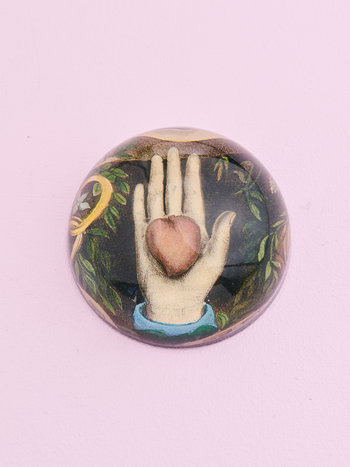 JOHN DERIAN Dome Paperweight -  Heart in Hand